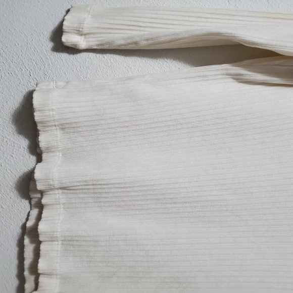 Land's End Women Cream Ribbed Blouse - Picture 3 of 8